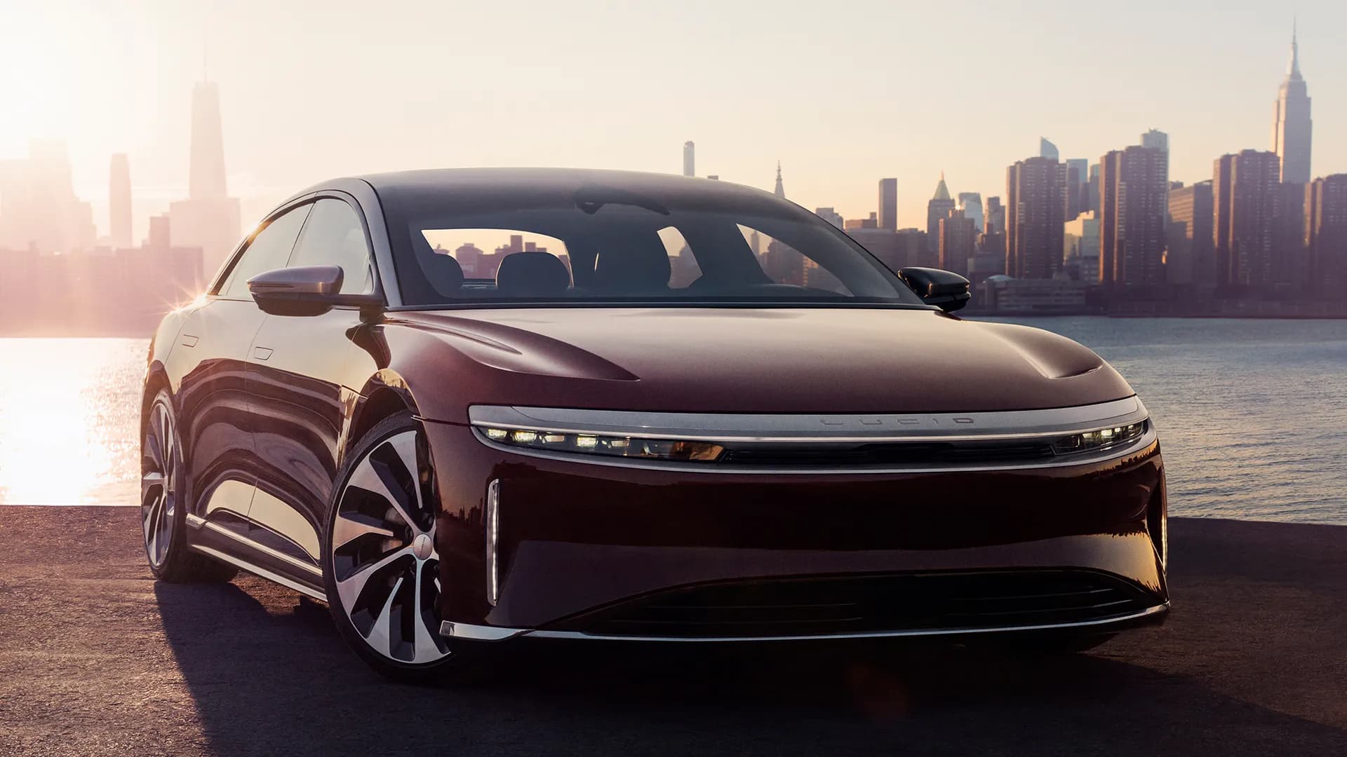 Lucid Air electric sedan in TriState Ride livery